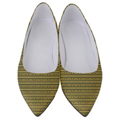 Golden Striped Decorative Pattern Women s Low Heels by dflcprintsclothing