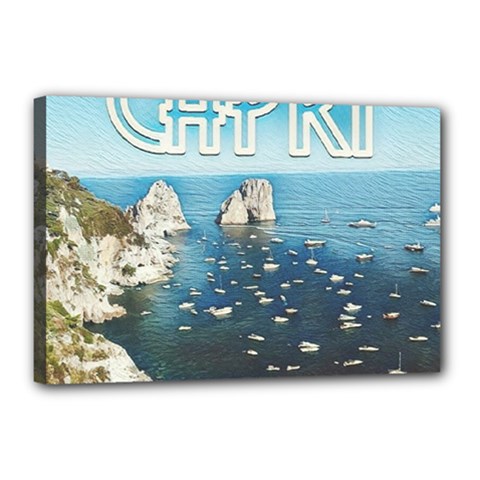Capri, Italy Vintage Island  Canvas 18  X 12  (stretched) by ConteMonfrey