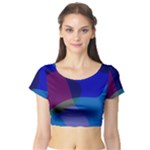 Blue Abstract 1118 - Groovy Blue And Purple Art Short Sleeve Crop Top