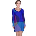 Blue Abstract 1118 - Groovy Blue And Purple Art Long Sleeve Nightdress