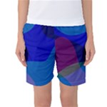 Blue Abstract 1118 - Groovy Blue And Purple Art Women s Basketball Shorts