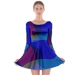 Blue Abstract 1118 - Groovy Blue And Purple Art Long Sleeve Skater Dress