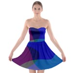 Blue Abstract 1118 - Groovy Blue And Purple Art Strapless Bra Top Dress