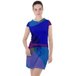 Blue Abstract 1118 - Groovy Blue And Purple Art Drawstring Hooded Dress