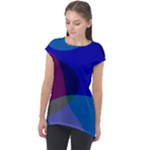 Blue Abstract 1118 - Groovy Blue And Purple Art Cap Sleeve High Low Top