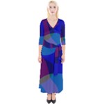 Blue Abstract 1118 - Groovy Blue And Purple Art Quarter Sleeve Wrap Maxi Dress