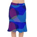 Blue Abstract 1118 - Groovy Blue And Purple Art Short Mermaid Skirt