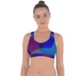 Blue Abstract 1118 - Groovy Blue And Purple Art Cross String Back Sports Bra