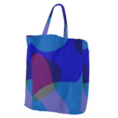 Blue Abstract 1118 - Groovy Blue And Purple Art Giant Grocery Tote by KorokStudios