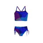 Blue Abstract 1118 - Groovy Blue And Purple Art Girls  Tankini Swimsuit