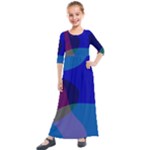 Blue Abstract 1118 - Groovy Blue And Purple Art Kids  Quarter Sleeve Maxi Dress