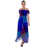 Blue Abstract 1118 - Groovy Blue And Purple Art Off Shoulder Open Front Chiffon Dress