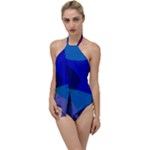 Blue Abstract 1118 - Groovy Blue And Purple Art Go with the Flow One Piece Swimsuit