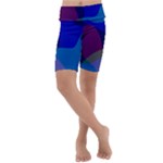 Blue Abstract 1118 - Groovy Blue And Purple Art Kids  Lightweight Velour Cropped Yoga Leggings