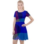 Blue Abstract 1118 - Groovy Blue And Purple Art Cap Sleeve Velour Dress 
