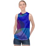Blue Abstract 1118 - Groovy Blue And Purple Art High Neck Satin Top