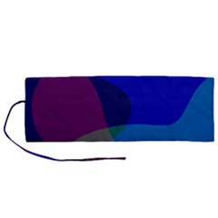 Blue Abstract 1118 - Groovy Blue And Purple Art Roll Up Canvas Pencil Holder (m) by KorokStudios