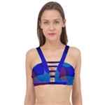 Blue Abstract 1118 - Groovy Blue And Purple Art Cage Up Bikini Top