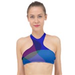 Blue Abstract 1118 - Groovy Blue And Purple Art High Neck Bikini Top