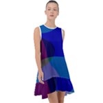 Blue Abstract 1118 - Groovy Blue And Purple Art Frill Swing Dress