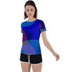 Blue Abstract 1118 - Groovy Blue And Purple Art Back Circle Cutout Sports Tee