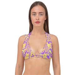 Swimwear Purple Yellow Collection Double Strap Halter Bikini Top by PaperDesignNest