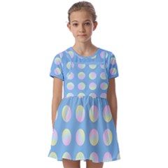 Abstract Stylish Design Pattern Blue Kids  Short Sleeve Pinafore Style Dress by brightlightarts