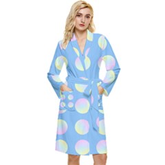 Abstract Stylish Design Pattern Blue Long Sleeve Velour Robe by brightlightarts