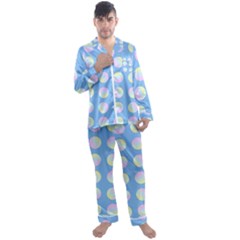 Abstract Stylish Design Pattern Blue Men s Long Sleeve Satin Pajamas Set by brightlightarts