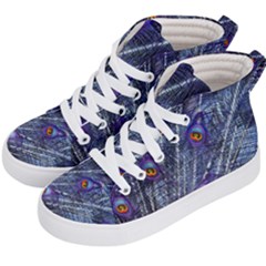 Peacock-feathers-color-plumage Blue Kids  Hi-top Skate Sneakers by danenraven