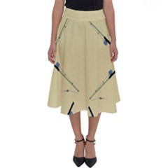 Fishing Rods Pattern Brown Perfect Length Midi Skirt by TetiBright