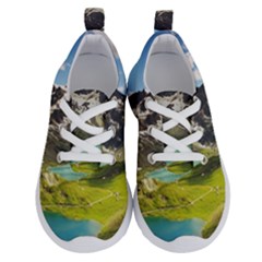 Aerial View Of Mountain And Body Of Water Running Shoes by danenraven