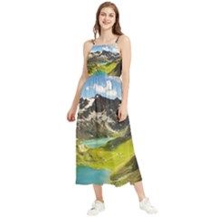 Aerial View Of Mountain And Body Of Water Boho Sleeveless Summer Dress by danenraven