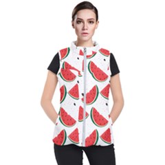 Watermelon Seamless Pattern Women s Puffer Vest by Jancukart