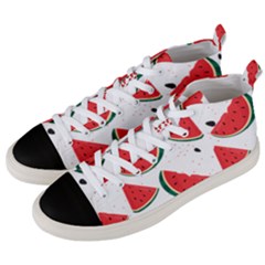 Watermelon Seamless Pattern Men s Mid-top Canvas Sneakers