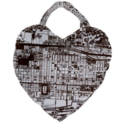 Antique Oriental Town Map  Giant Heart Shaped Tote by ConteMonfrey