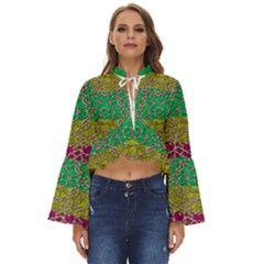 Rainbow Landscape With A Beautiful Silver Star So Decorative Boho Long Bell Sleeve Top by pepitasart
