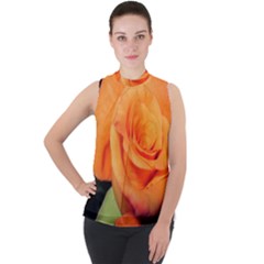 Color Of Desire Mock Neck Chiffon Sleeveless Top by tomikokhphotography