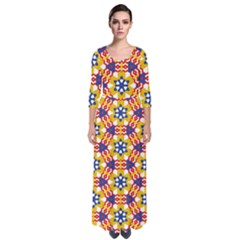 Wavey Shapes Pattern                                                                Quarter Sleeve Maxi Dress
