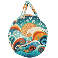 Waves Ocean Sea Abstract Whimsical (3) Giant Round Zipper Tote by Jancukart