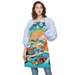 Waves Ocean Sea Abstract Whimsical (3) Pocket Apron by Jancukart