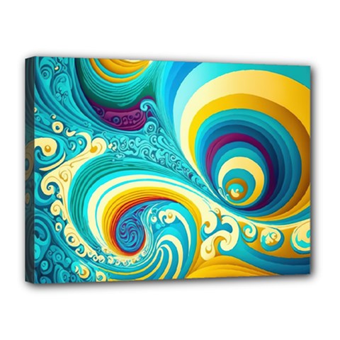 Waves Ocean Sea Abstract Whimsical Canvas 16  X 12  (stretched) by Jancukart