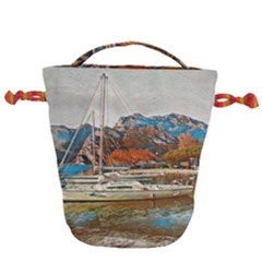 Boats On Lake Garda, Italy  Drawstring Bucket Bag by ConteMonfrey