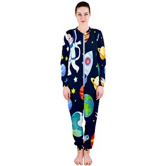 Space Galaxy Seamless Background Onepiece Jumpsuit (ladies) by Jancukart