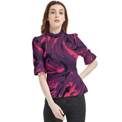 Abstract Pattern Texture Art Frill Neck Blouse