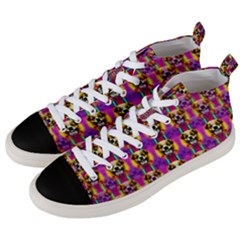 Cute Small Dogs With Colorful Flowers Men s Mid-top Canvas Sneakers by pepitasart