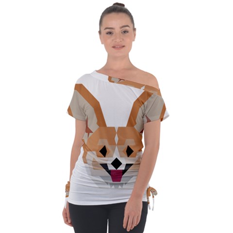 Cardigan Corgi Face Off Shoulder Tie-up Tee by wagnerps