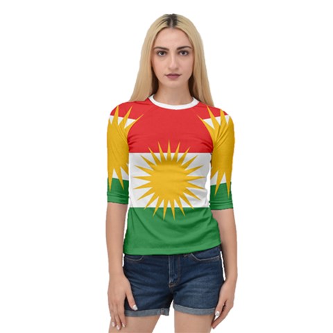 Kurdistan Flag Quarter Sleeve Raglan Tee by tony4urban