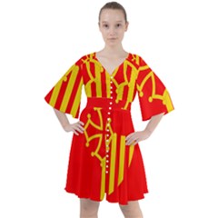 Languedoc Roussillon Flag Boho Button Up Dress by tony4urban