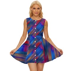 Striped Colorful Abstract Pattern Sleeveless Button Up Dress by dflcprintsclothing